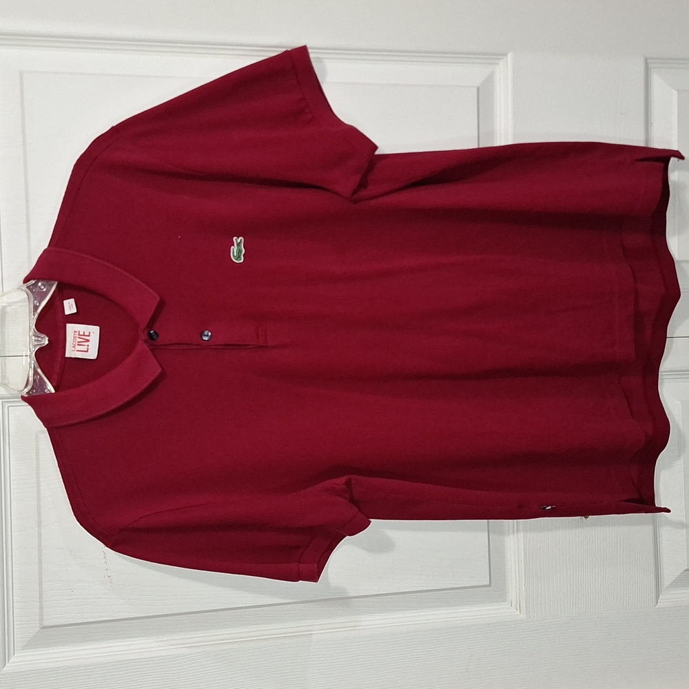 Rare Lacoste Live classic fit pique polo - 7/2XL - dark red/short sleeve